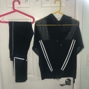 Black Mesh Track Suit - Leggings and Sweater